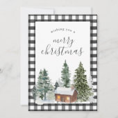 白黒素朴バッファローチェックプレイドクリスマス シーズンカード (正面)
