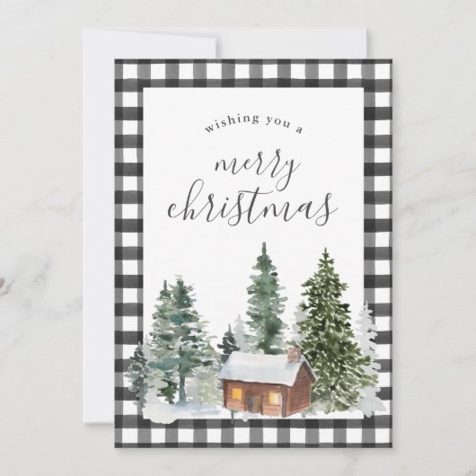 白黒素朴バッファローチェックプレイドクリスマス シーズンカード (正面)
