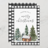 白黒素朴バッファローチェックプレイドクリスマス シーズンカード (正面/裏面)