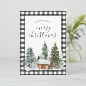 白黒素朴バッファローチェックプレイドクリスマス シーズンカード (スタンド正面)