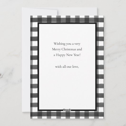 白黒素朴バッファローチェックプレイドクリスマス シーズンカード (裏面)