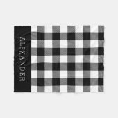 白黒素朴バッファローチェックモノグラム フリースブランケット (正面(横))