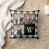 白黒素朴バッファローチェック3フォトモノグラム クッション (ブランケット)