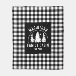 白黒素朴バッファロープレイドウッズのパーソナライズ フリースブランケット