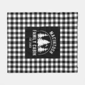 白黒素朴バッファロープレイドウッズのパーソナライズ フリースブランケット (正面(横))