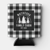 白黒素朴バッファロープレイドウッズのパーソナライズ 缶クーラー (正面)