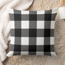 白黒素朴バッファロープレイドファームハウス クッション