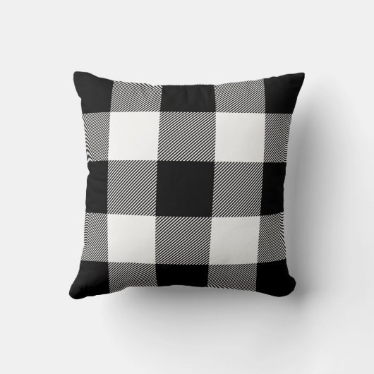 白黒素朴バッファロープレイドファームハウス クッション (裏面)