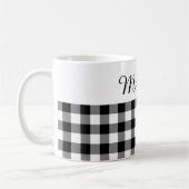 白黒素朴バッファロープレイド名前をカスタムする コーヒーマグカップ (左)