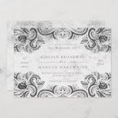 白黒素朴バラ 招待状 (正面/裏面)