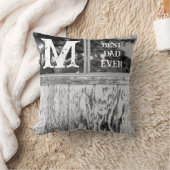 白黒素朴フォト最高のパパイニシャル クッション (ブランケット)