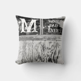 白黒素朴フォト最高のパパイニシャル クッション