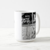 白黒素朴フォト最高のパパイニシャル コーヒーマグカップ (正面右)