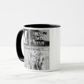 白黒素朴フォト最高のパパイニシャル マグカップ (正面左)