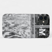 白黒素朴フォト最高のパパイニシャル Case-Mate iPhoneケース (裏面(横))