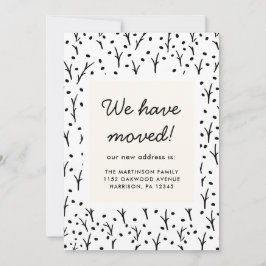 白黒素朴プリントの新しいアドレス 案内状