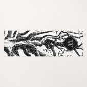 白黒素朴抽象芸術ツリーブランチモノグラム ヨガマット (正面(横))