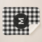 白黒素朴格子模様モノグラム シェルパブランケット (正面(横))