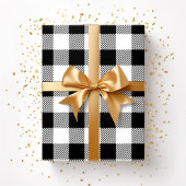 白黒素朴格子模様 ラッピングペーパー