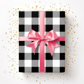 白黒素朴格子模様 ラッピングペーパー