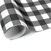 白黒素朴水牛の格子状クリスマス ラッピングペーパー (ロールコーナー)