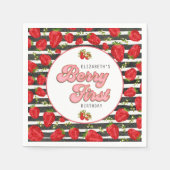 白黒素朴金ゴールドレッドストロベリーファースト スタンダードカクテルナプキン (正面)