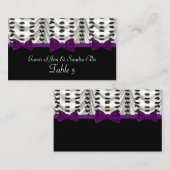 白黒紫ドレープ水玉模様テーブル プレイスカード (正面/裏面)
