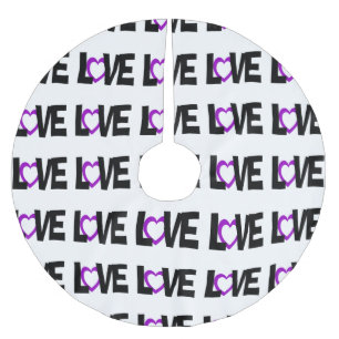 白黒紫色の愛の言葉のツリースカート ブラッシュドポリエステルツリースカート