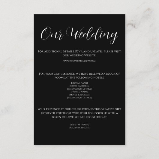 白黒結婚のエンクロージャカード エンクロージャーカード (正面)