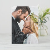 白黒結婚のサンキューフォトミニマリスト サンキューカード (スタンド正面)