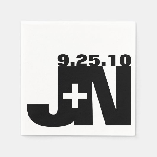 白黒結婚のナプキン スタンダードカクテルナプキン (正面)