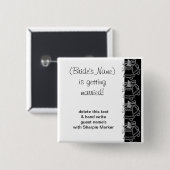 白黒結婚のベルのブライダルシャワー名ピン 缶バッジ (正面&裏面)