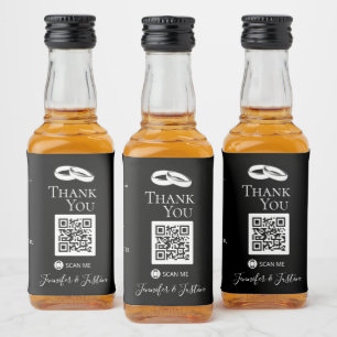 白黒結婚のミニアルコール結婚式の引き出物 リキュールボトルラベル