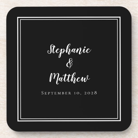 白黒結婚のミニマモダンリスト コースター (正面)