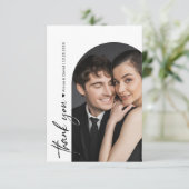 白黒結婚のミニマルArch写真 サンキューカード (スタンド正面)