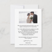 白黒結婚のミニマルArch写真 サンキューカード (裏面)