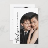白黒結婚のミニマルArch写真 サンキューカード (正面/裏面)
