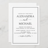 白黒結婚のモダンタイポグラフィ招待状 招待状 (正面/裏面)