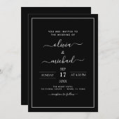 白黒結婚のモダンタイポグラフィ招待状 招待状 (正面/裏面)