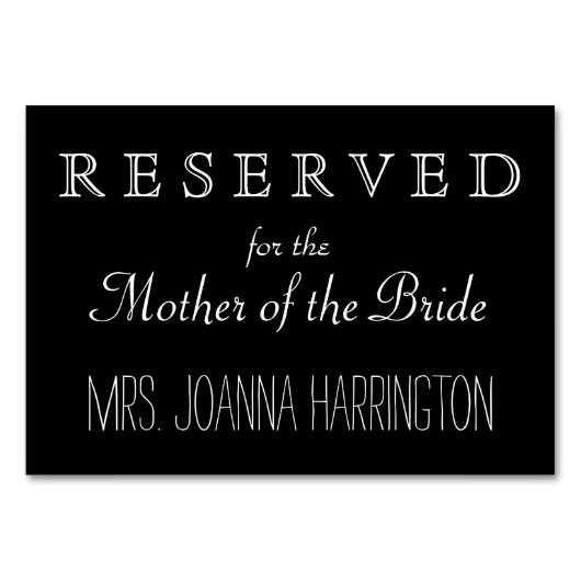 白黒結婚の予約語 テーブルナンバー (正面)