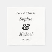 白黒結婚の新郎新婦ペーパーナプキン スタンダードカクテルナプキン (正面)