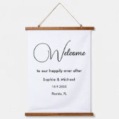 白黒結婚の歓迎サイン 吊り下げ型タペストリー (正面)