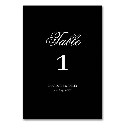 白黒結婚の テーブルナンバー (正面)