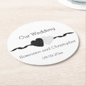白黒結婚の ラウンドペーパーコースター (アングル)