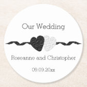 白黒結婚の ラウンドペーパーコースター (正面)