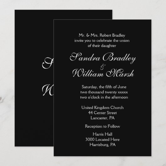 白黒結婚の 招待状 (正面/裏面)