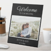 白黒結婚のWelcome Names写真の日付 台座サイン (インサイチュ)
