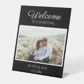 白黒結婚のWelcome Names写真の日付 台座サイン (正面)