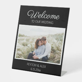 白黒結婚のWelcome Names写真の日付 台座サイン