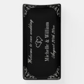 白黒結婚へようこそエレガント 横断幕 (縦)